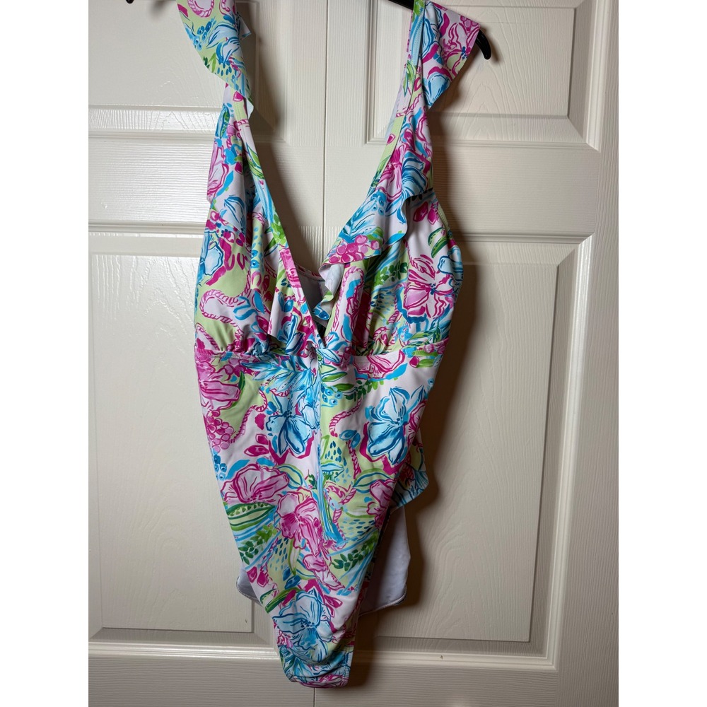 Stella Parker Ruffle Maillot Floral One Piece Swimsuit 22W